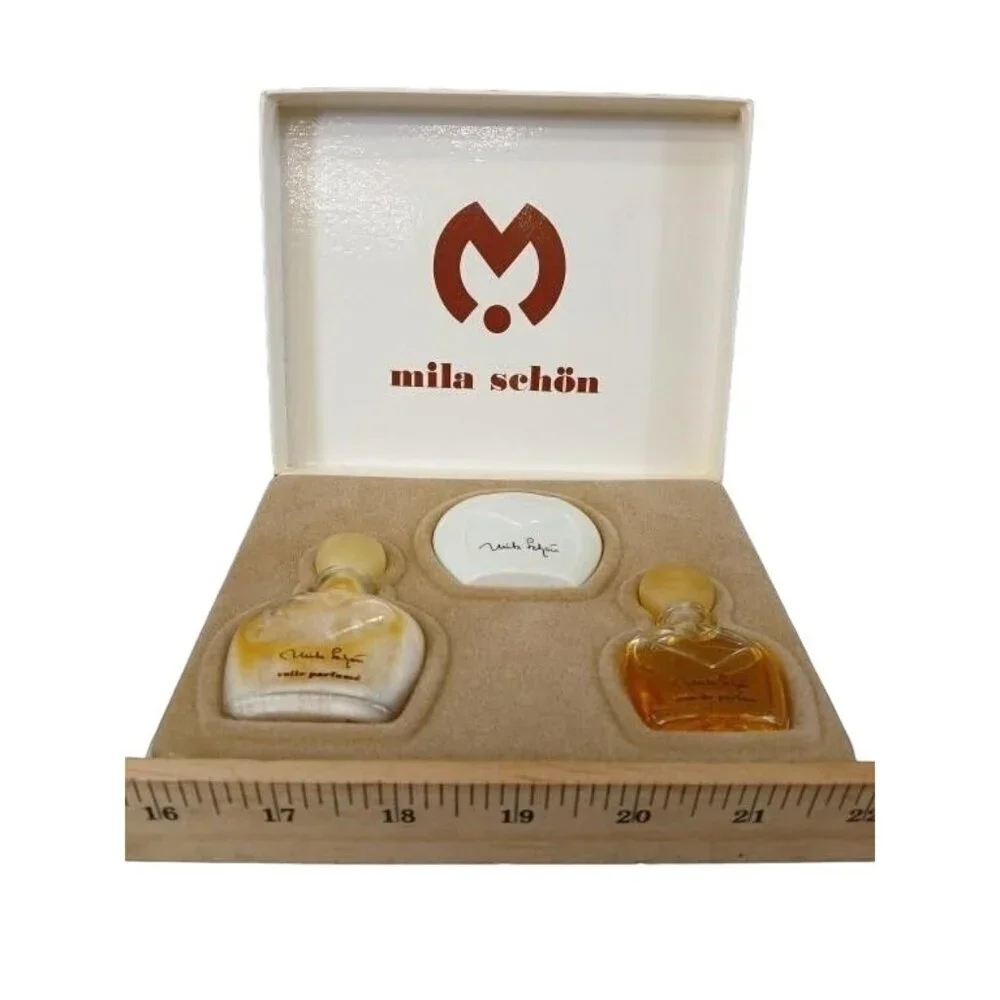 Mila Schön Coffret Parfum Vintage Gift Set 1981 Amber Musk Patchouli Sandalwood